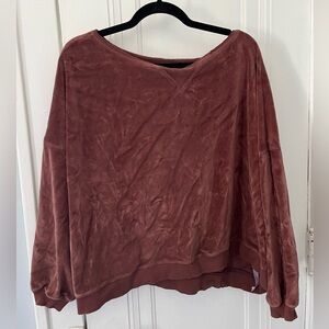 Urban Outfitters Velvet Oversized Sweatshirt in Burgundy